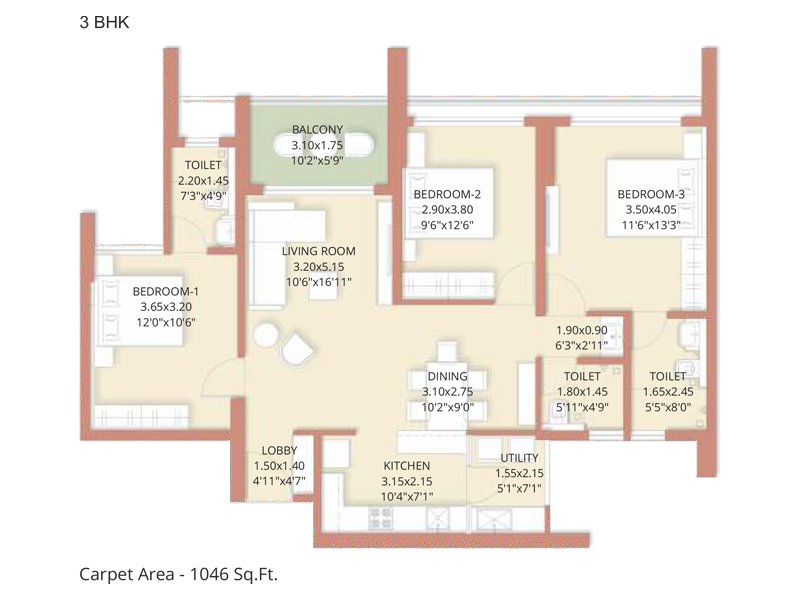 4 BHK Floor Plan